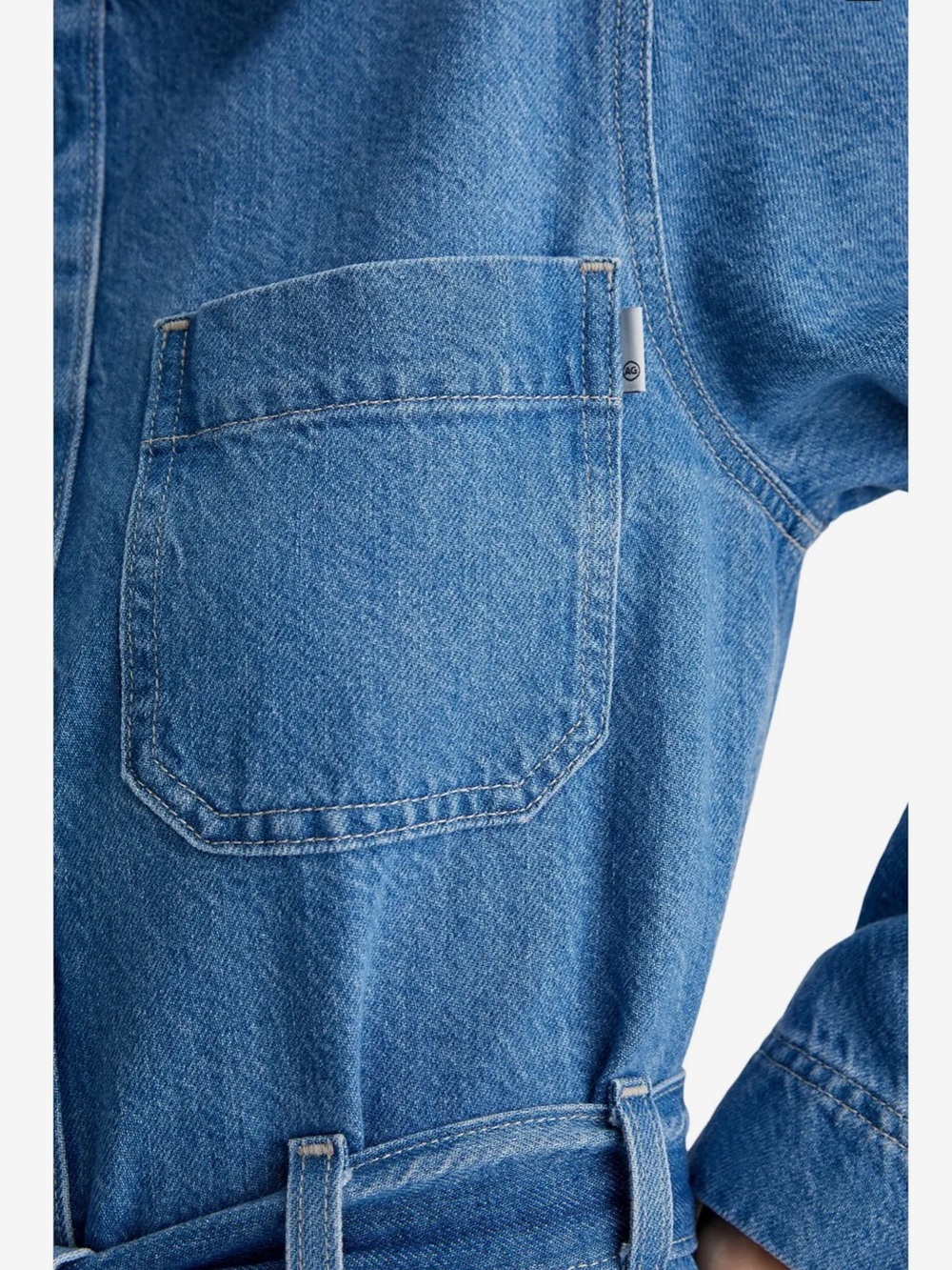 Ag Adriano Goldschmied Blue Denim Shirt Dress - Picture 3 of 13